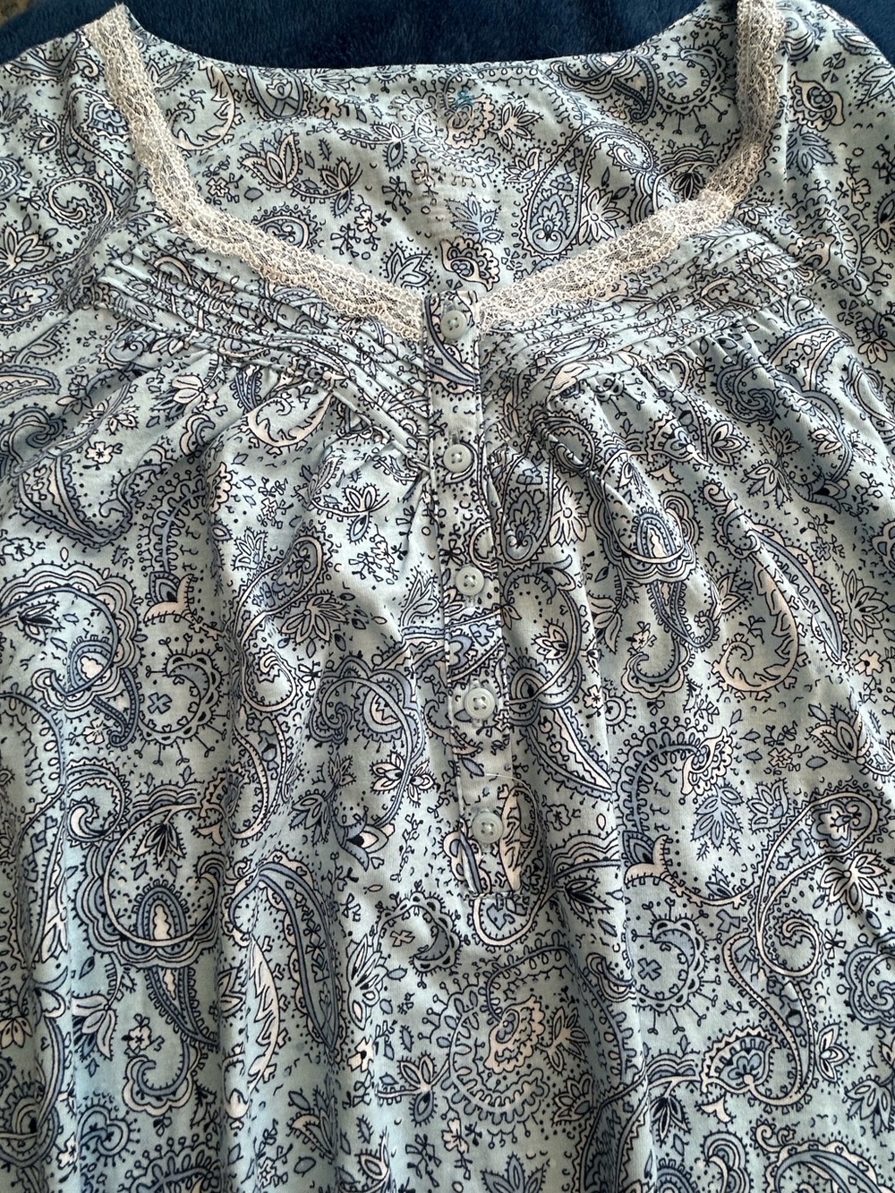 Croft & Barrows Nite Gown Sleep Shirt Paisley Blue SZ XXL NWT Pajamas Cottagecor - Picture 8 of 12